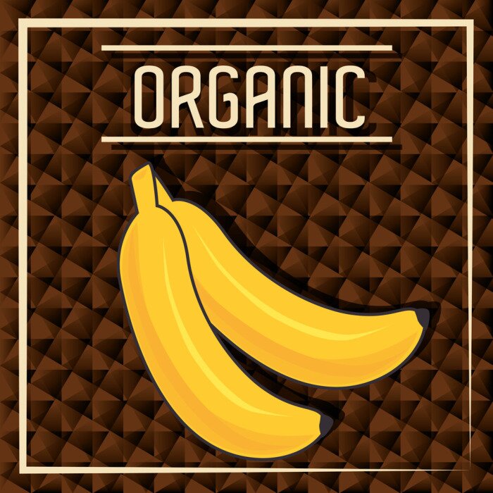 Sticker  Bananes dans un cadre sur fond marron