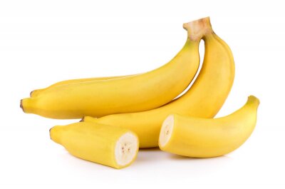 Sticker  Bananes entières et coupées sur fond blanc