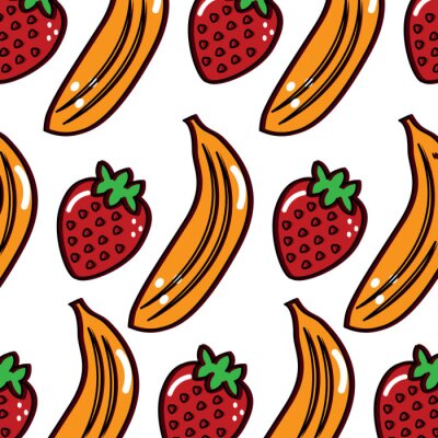 Bananes et fraises de style dessin animé