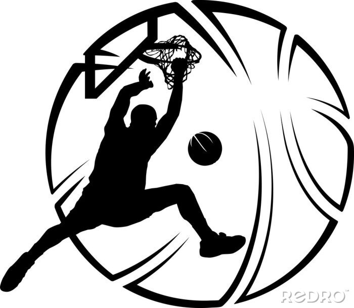 Sticker  Basketball Dunk with Stylized Ball
