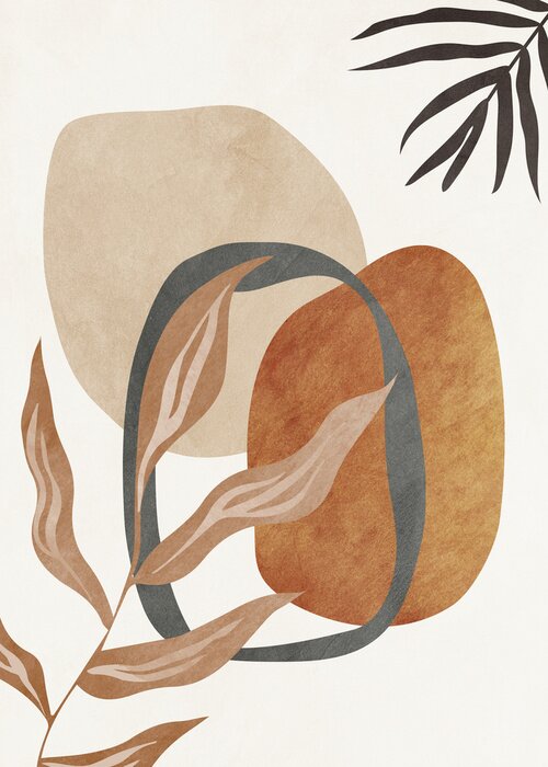 Sticker  Beautiful abstract digital art geometric, modern and colorful, nature, botanical, tropical, leaves