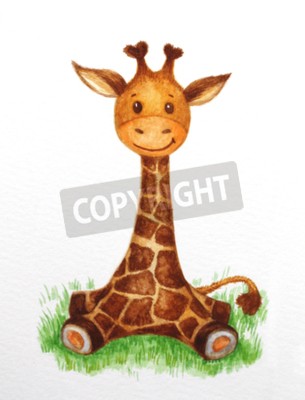 Sticker  Bébé girafe sur l'herbe