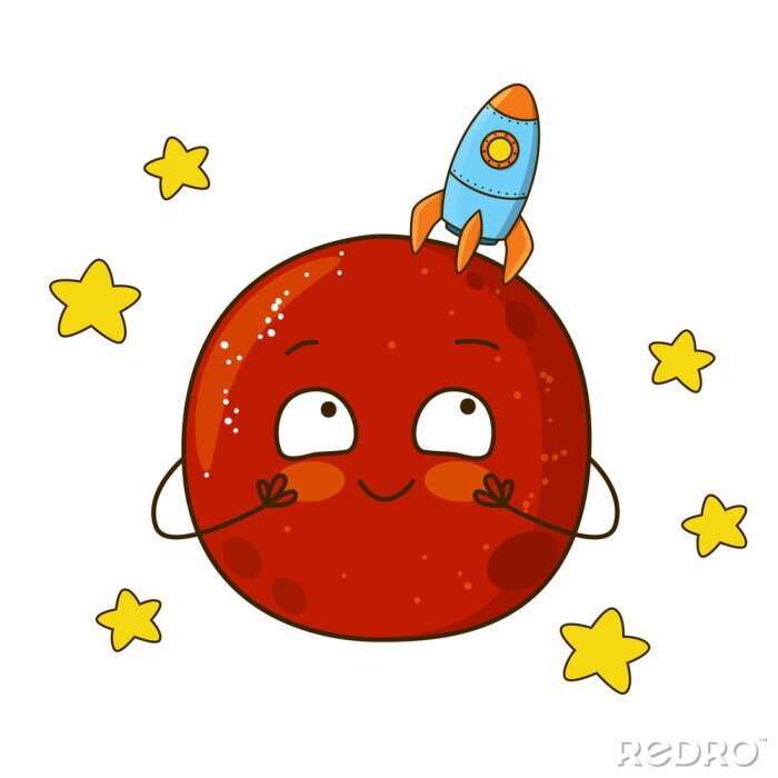 Sticker  Bébé planètes fusée et étoiles