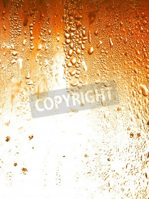 Sticker  Beer, liquid drops condensing on a glass background