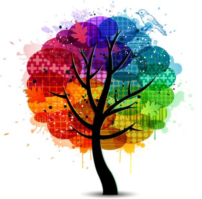 Sticker  Belle abstrait d'arbre de couleur
