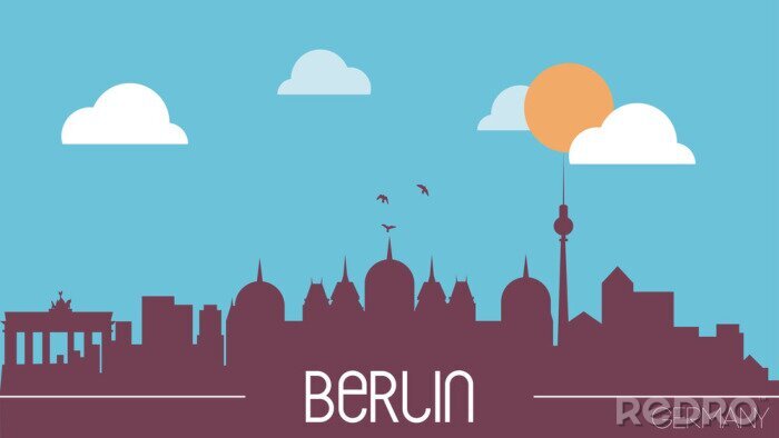 Sticker  Berlin Allemagne skyline silhouette vecteur design plat