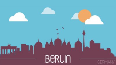Sticker  Berlin Allemagne skyline silhouette vecteur design plat