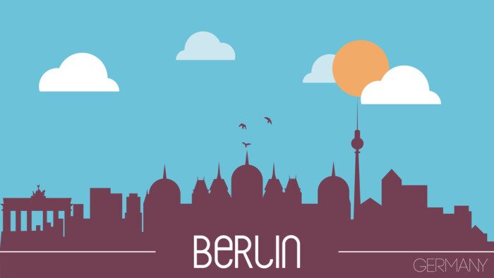 Sticker  Berlin Allemagne skyline silhouette vecteur design plat