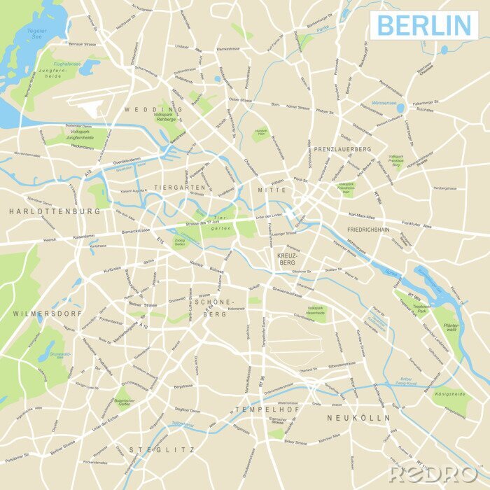 Sticker  Berlin, carte, -, vecteur, Illustration