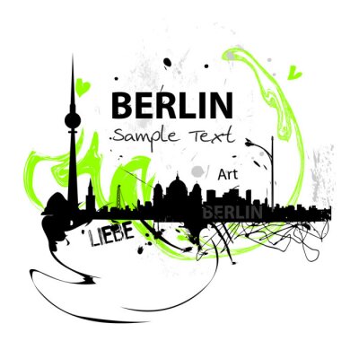 Sticker  Berlin horizon abstrait