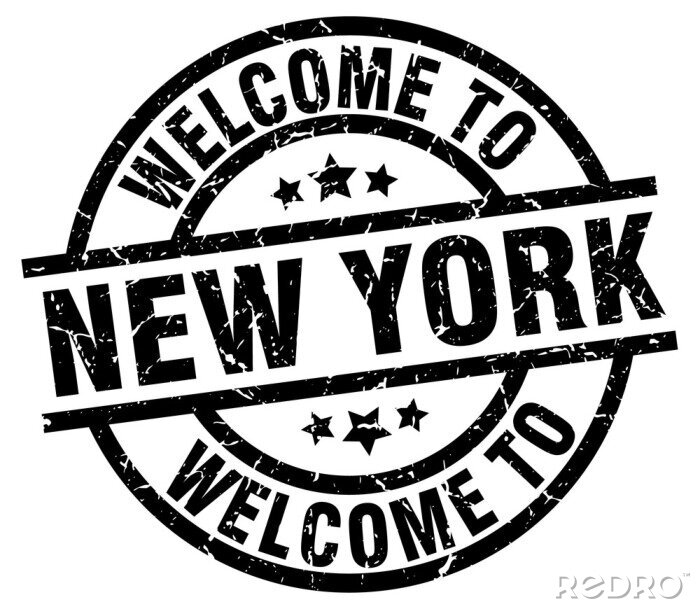 Sticker  bienvenue à New York timbre noir