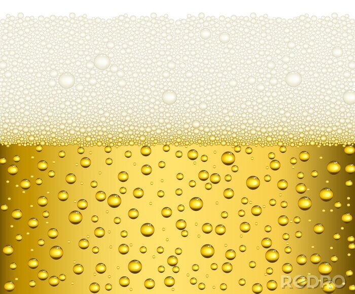 Sticker  Bière légère avec une grande mousse fond blanc illustration