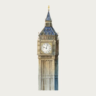 Sticker  Big Ben à Londres illustration aquarelle
