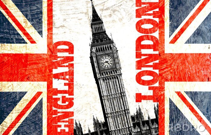 Sticker  Big Ben sur le drapeau du Royaume-Uni