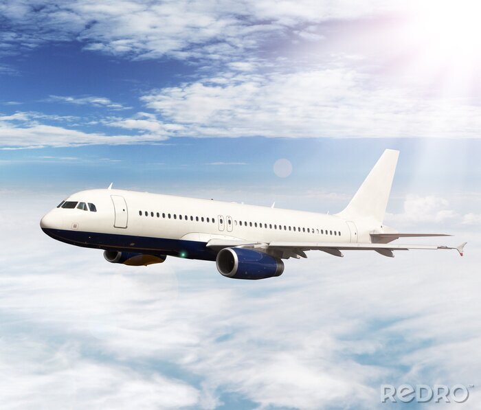 Sticker  Big jet plane voler au-dessus des nuages