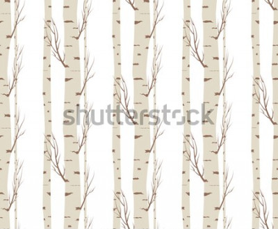 Sticker  birch tree seamless pattern