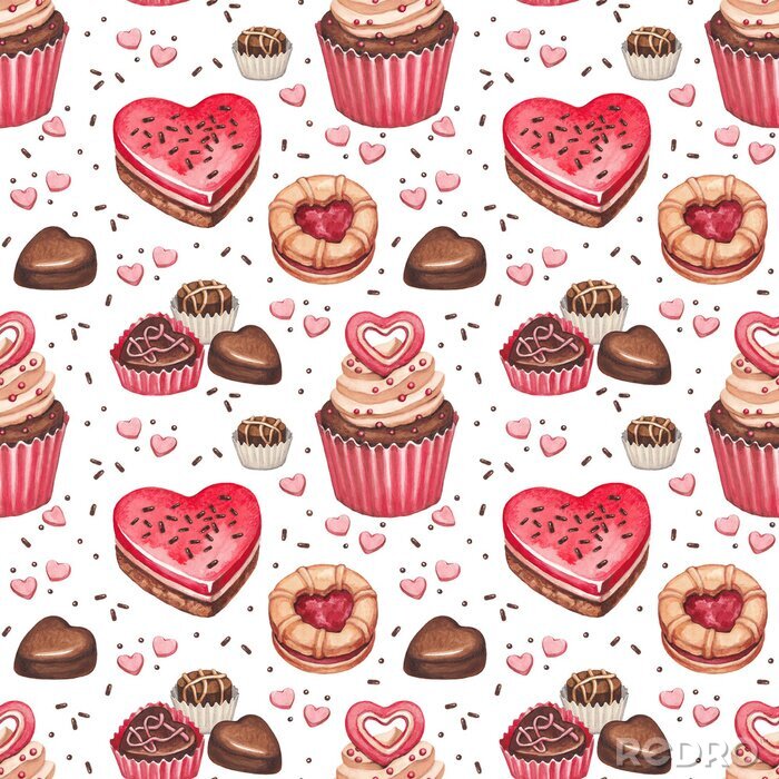 Sticker  Biscuits, gâteaux et bonbons au chocolat pour Saint Valentin