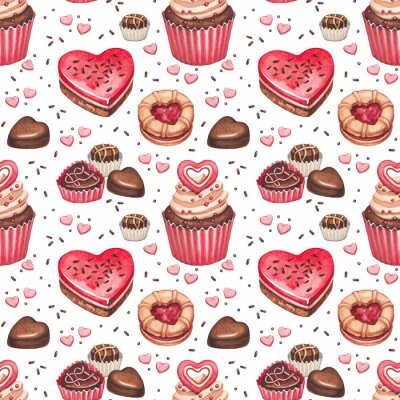 Sticker  Biscuits, gâteaux et bonbons au chocolat pour Saint Valentin