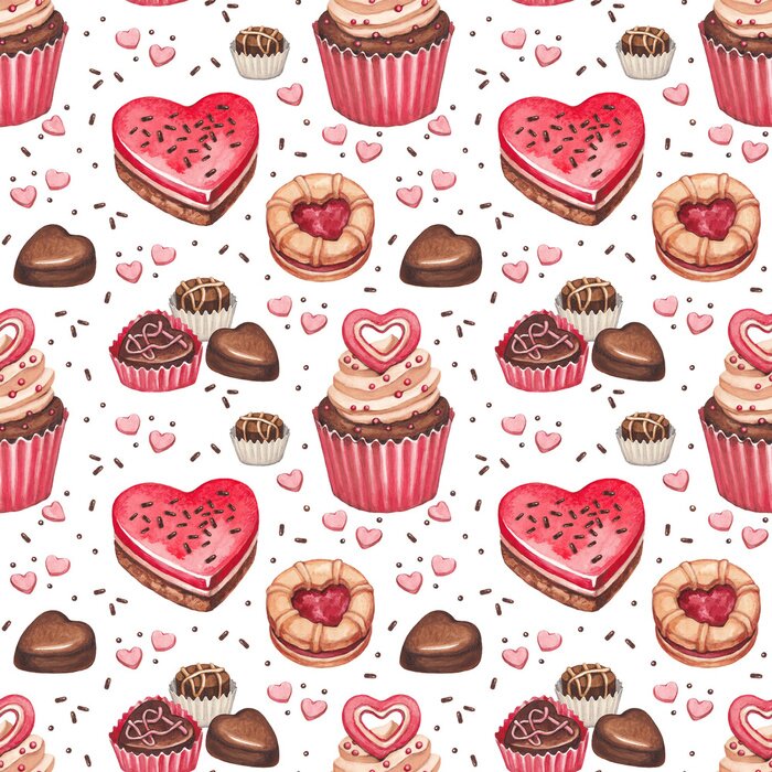 Sticker  Biscuits, gâteaux et bonbons au chocolat pour Saint Valentin