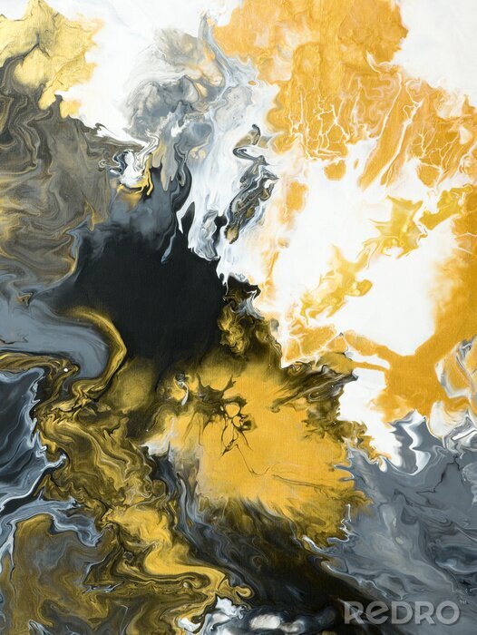 Sticker  Black and Gold creative abstract hand painted background, marble texture