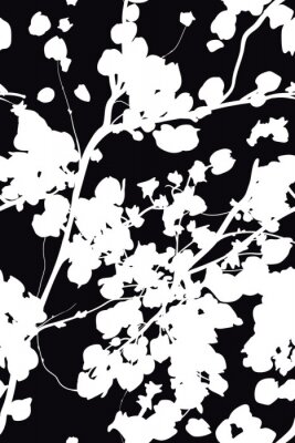 Sticker  black and white abstract flowers pattern