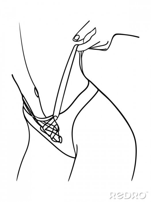 Sticker  Black line silhouettes of female body in underwear. - Vector illustration
