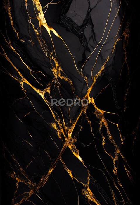 Sticker  Black marble with gold veins