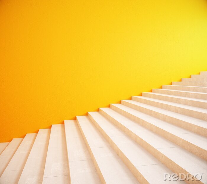 Sticker  Blanc, jaune, mur, Escaliers