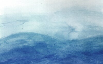 Sticker  Bleu, vagues, aquarelle