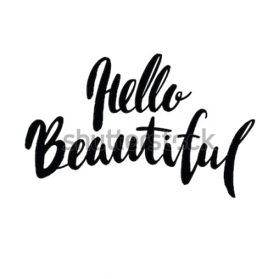 Sticker  Bonjour belle - lettrage avec dessinés à la main Phrase de calligraphie pour cartes-cadeaux, anniversaire de bébé, scrapbooking, blogs de beauté. Art de la typographie.