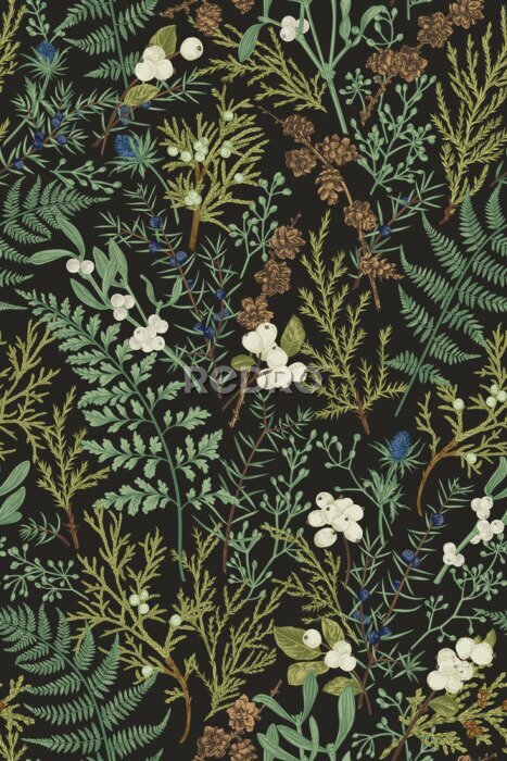 Sticker  Botanical seamless pattern. Vintage.