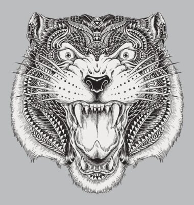 Sticker  Bouche ouverte de tigre à motifs