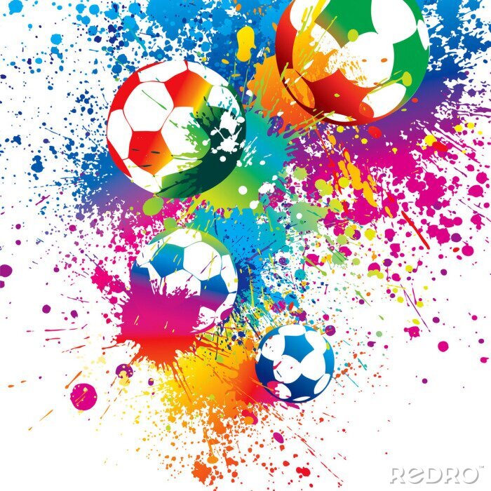 Sticker  Boules colorées parmi les taches de peinture