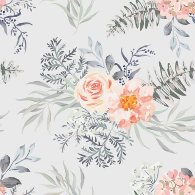 Sticker  Bouquet vintage romantique avec fleurs et feuilles