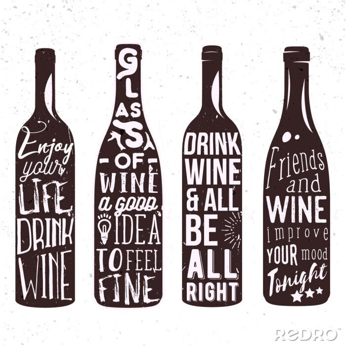 Sticker  Bouteilles avec texte rétro style affiche