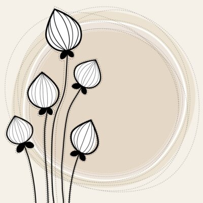 Sticker  Boutons floraux sur un graphisme minimaliste