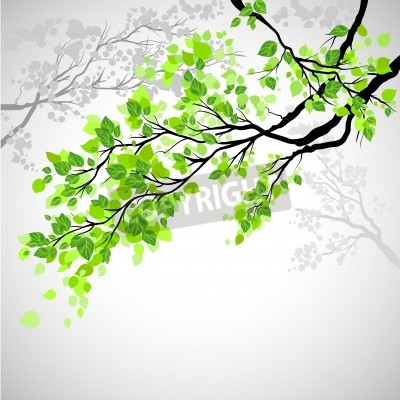 Sticker  Branche avec feuilles