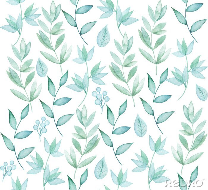 Sticker  Brindilles aquarelles bleues