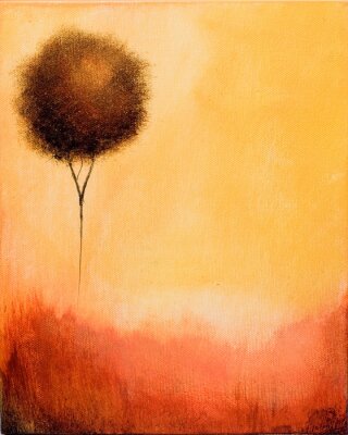 C'est une peinture abstraite d'un arbre