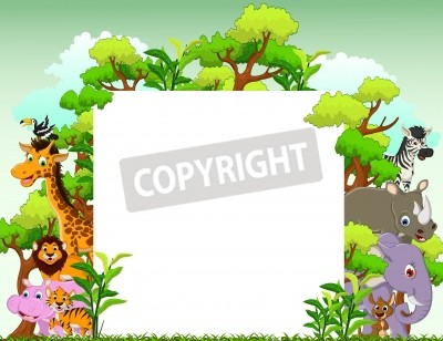 Sticker  Cadre avec dessins d'animaux et d'arbres