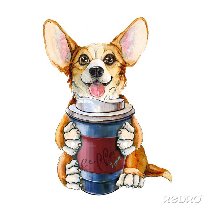 Sticker  Café à emporter tenu par un chien