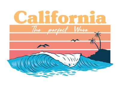 Sticker  California wave print 