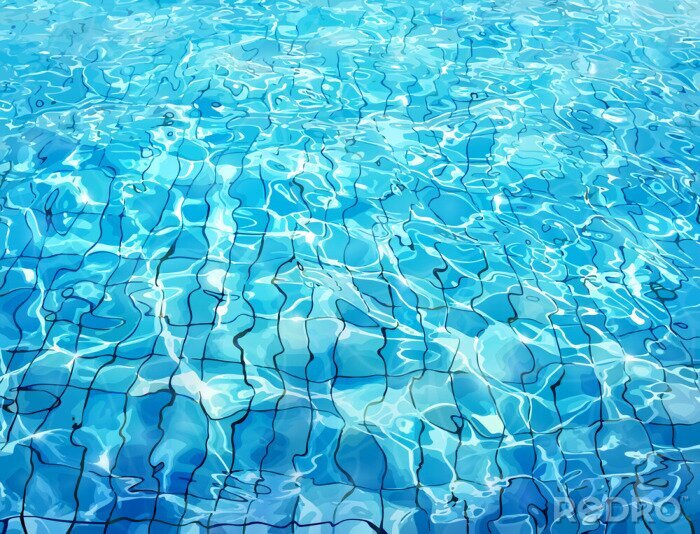 Sticker  Carrelage bleu au fond de la piscine