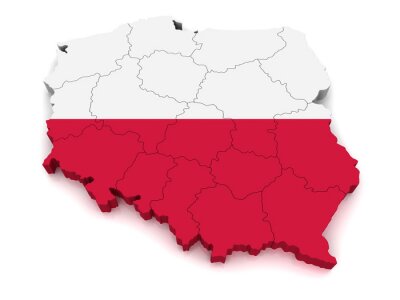 Sticker  Carte 3D de la Pologne