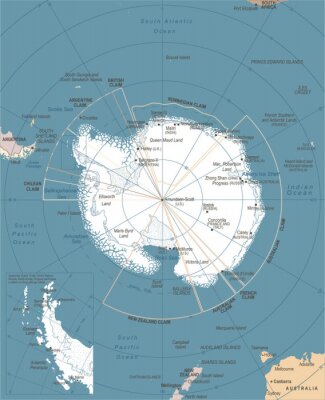 Sticker  Carte de l'Antarctique avec légendes