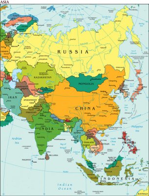 Carte de l'Asie sur un globe