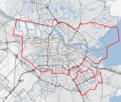 Sticker  Carte de la ville d'Amsterdam. Pays-Bas routes