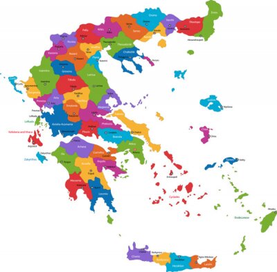 Sticker  Carte des divisions administratives de la Grèce