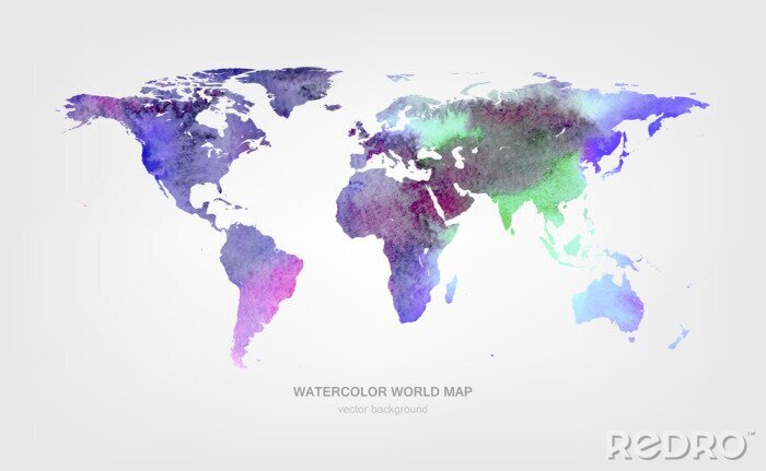 Sticker  Carte du monde aquarelle