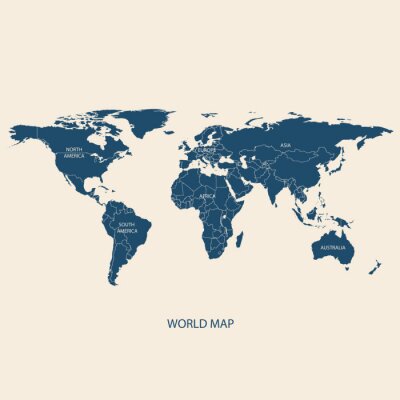 Sticker  carte du monde avec les frontières